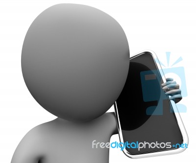 Character Calling Represents World Wide Web And Cellphone 3d Ren… Stock Image