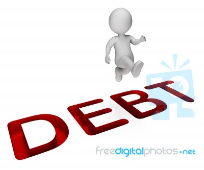 Character Debt Shows Climb Over And Indebtedness 3d Rendering Stock Image