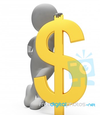 Character Dollars Indicates United States And Bank 3d Rendering Stock Image