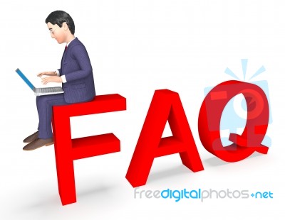 Character Faq Shows Frequently Asked Questions And Advice 3d Ren… Stock Image