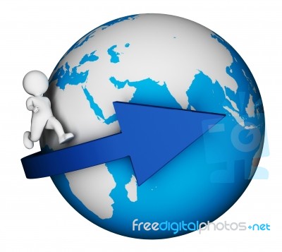 Character Globe Indicates Global Earth And Man 3d Rendering Stock Image