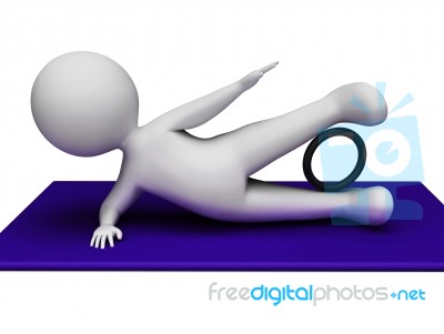 Character Gym Indicates Get Fit And Exercises 3d Rendering Stock Image