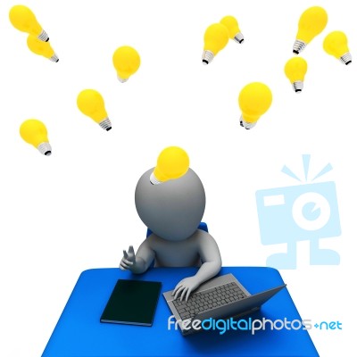 Character Lightbulbs Represents Power Source And Concepts 3d Ren… Stock Image