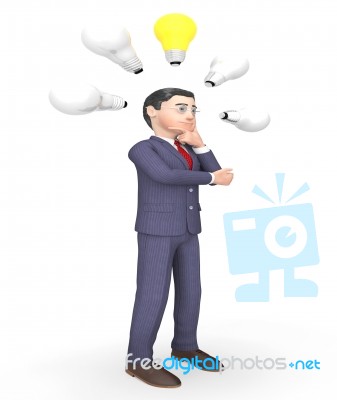 Character Lightbulbs Shows Power Source And Business 3d Renderin… Stock Image