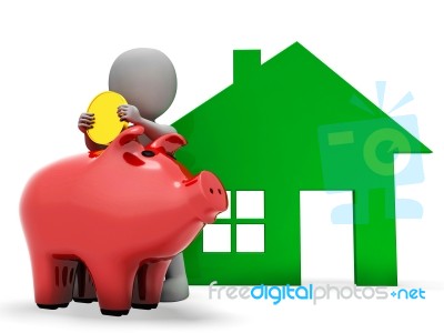 Character Mortgage Represents Real Estate And Banking 3d Renderi… Stock Image