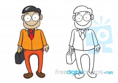 Character Of Man Cartoon On White Background Stock Image