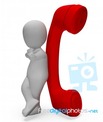 Character Phone Means Call Now And Calls 3d Rendering Stock Image