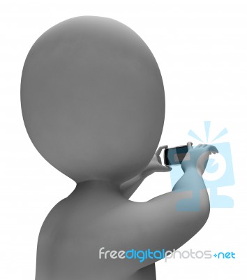 Character Photo Means Render Telephone And Snapshot 3d Rendering… Stock Image