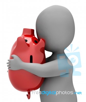 Character Savings Represents Piggy Bank And Banking 3d Rendering… Stock Image