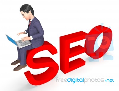 Character Seo Means Business Person And Executive 3d Rendering Stock Image