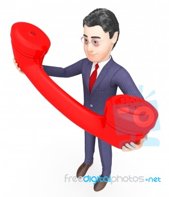 Character Talking Represents Phone Call And Calls 3d Rendering Stock Image