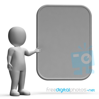 Character With Blank Board For Message Or Presentation Stock Image