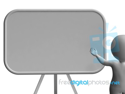 Character With Blank Signboard Allows Message Or Presentation Stock Image