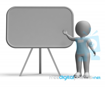 Character With Blank Signboard For Message Or Presentation Stock Image