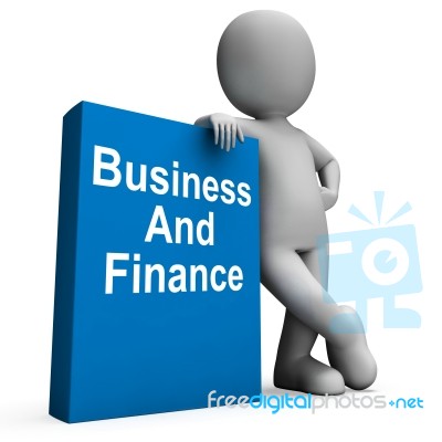 Character With Business And Finance Book Shows Businesses Financ… Stock Image