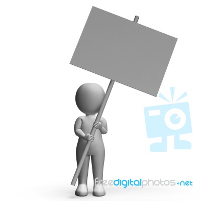 Character With Placard For Message Or Presentation Stock Image