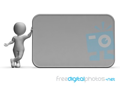 Character With Signboard For Message Or Presentation Stock Image