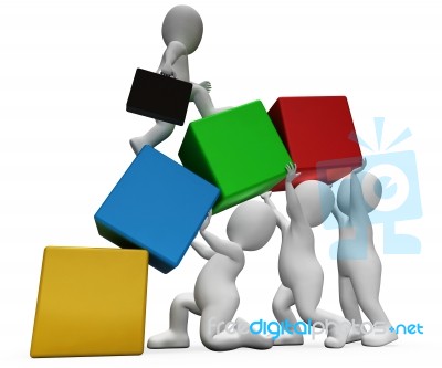 Characters Climb Shows Team Work And Businessman 3d Rendering Stock Image