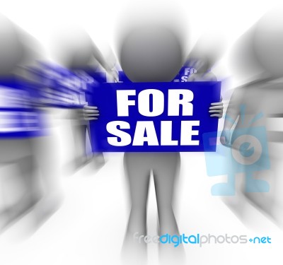 Characters Holding For Sale Signs Displays On Sale Goods Stock Image