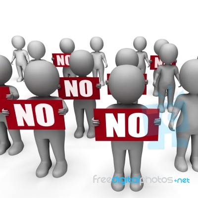 Characters Holding No Signs Mean Prohibition And Rejection Stock Image