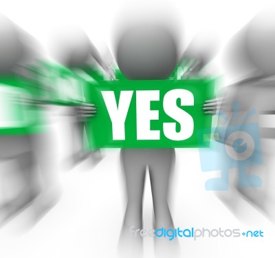 Characters Holding No Yes Signs Displays Uncertain Or Confused Stock Image