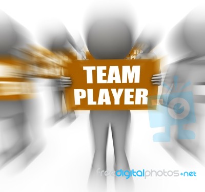 Characters Holding Team Player Signs Displays Teamwork Or Teamma… Stock Image