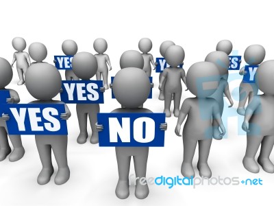 Characters Holding Yes No Signs Mean Uncertain Decisions Stock Image