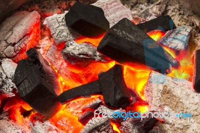 Charcoal Burn Fire Background Stock Photo