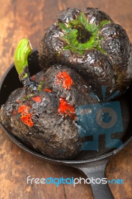 Charcol Scorched Fresh Bell Peppers Stock Photo