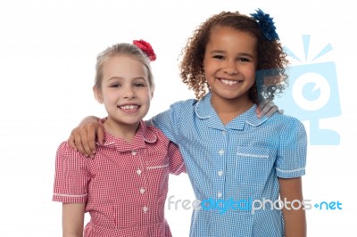 Charming Cute School Girls Stock Photo