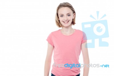 Charming Girl Posing Over White Stock Photo