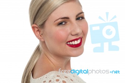 Charming Teen Model Flashing Toothy Smile Stock Photo