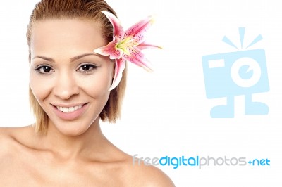 Charming Topless Woman Over White Stock Photo