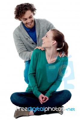 Charming Young Couple, Studio Shot Stock Photo