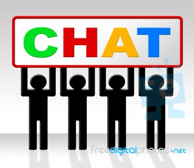 Chat Chatting Indicates Talking Typing And Talk Stock Image