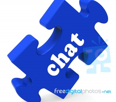 Chat Jigsaw Shows Chatting Typing Or Texting Stock Image