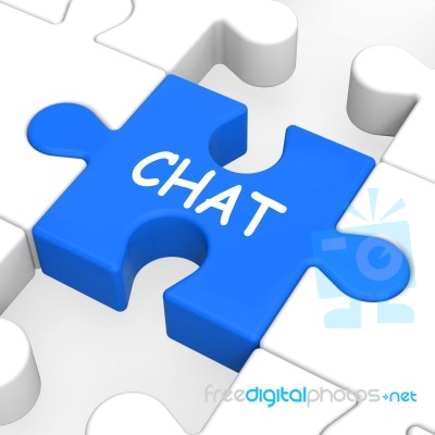 Chat Jigsaw Shows Talking Typing Or Texting Stock Image