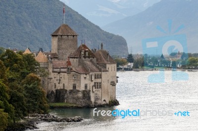 Chateau De Chillon In Montreux Switzerland Stock Photo