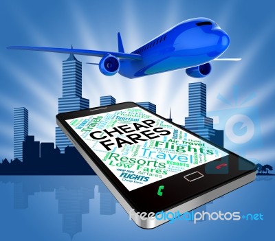 Cheap Airfares Represents Current Price And Aircraft 3d Rendering Stock Image