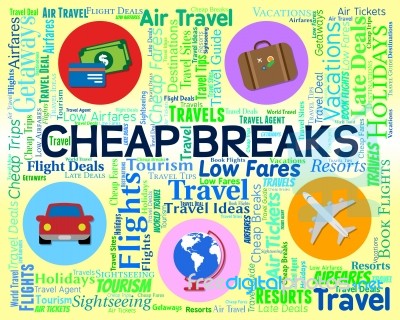 Cheap Breaks Means Short Vacation And Cheaper Stock Image