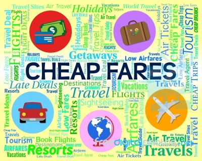 Cheap Fares Represents Sale Discount And Offer Stock Image