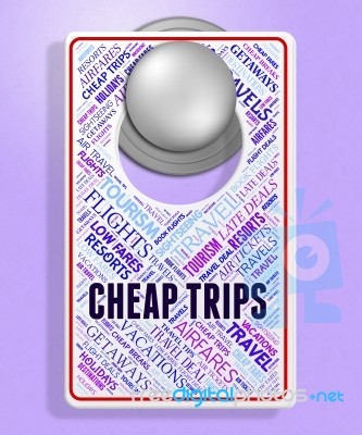 Cheap Trips Means Low Cost And Board Stock Image