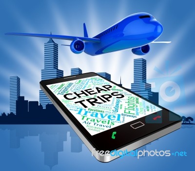 Cheap Trips Represents Low Cost And Aircraft 3d Rendering Stock Image