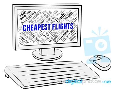 Cheapest Flights Represents Low Cost And Aircraft Stock Image