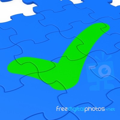 Check Mark Puzzle Showing Approval Stock Image
