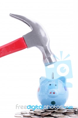 Check Your Money Before Use Hold Hammer Stock Photo