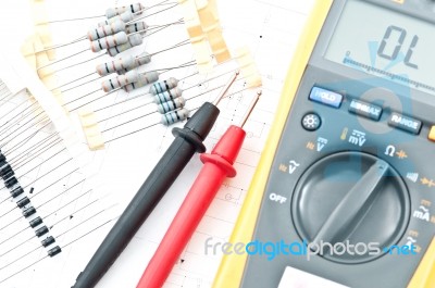 Checking Circuit By Multi-meter. Electrical Stock Photo