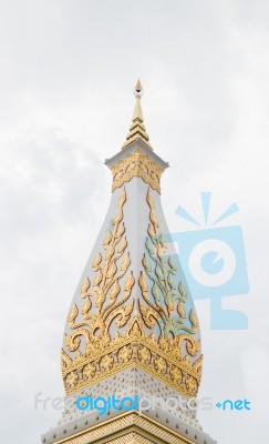 Chedi Prathat Panom With Cloudy Sky In Thailand Public Temple Stock Photo