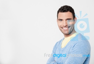 Cheeful Man Posing With Confidence Stock Photo