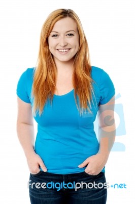 Cheerful Attractive Lady Posing Casually Stock Photo